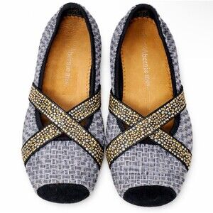 Bernie Mev Shoes Womens 6 Velvet Woven Point Ballet Flat Minimalist Sandals